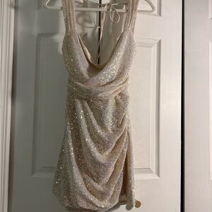 Lucy in the Sky Sparkling Cream Mini Dress